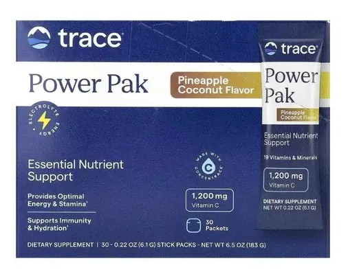 Електроліти Trace Minerals Power Pak смак ананас-кокос, 30 пакетів
