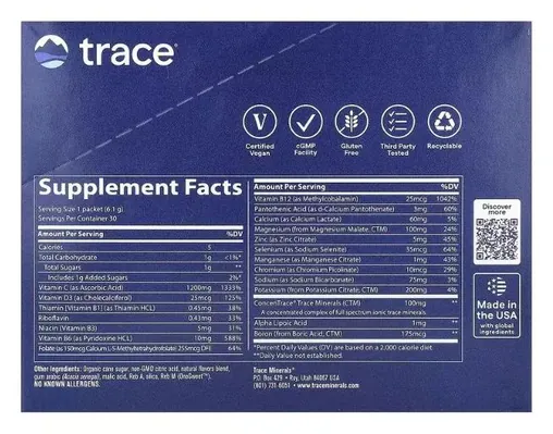 Електроліти Trace Minerals Power Pak смак ананас-кокос, 30 пакетів