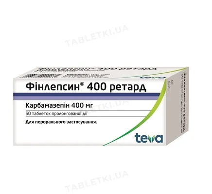 Фінлепсин 400 ретард таблетки прол./д. по 400 мг №50 (10х5)