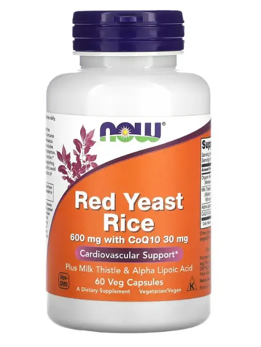 Червоний дріжджовий рис з коензимом Q10 NOW Red Yeast Rice 600 мг with CoQ10 30 мг вег. капсули №60