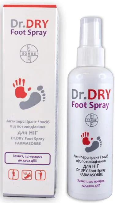Антиперспірант для ніг Dr.Dry Фармасорбе засіб від потовиділення, 100 мл