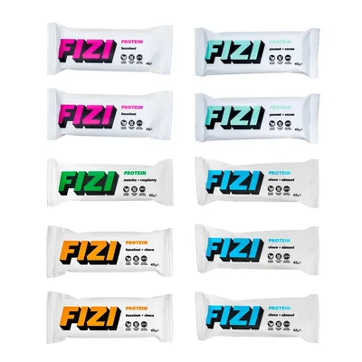 Батончик протеїновий Fizi Protein Box набір з різними смаками, 10 штук по 45 г