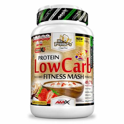 Смесь протеиновая Amix Nutrition Mr.Popper's Low Carb Fitness Mash для приготовления каш ваниль-клубника, 600 г