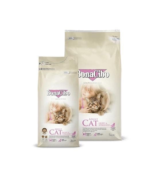 Корм сухой для стерилизованных котов и кошек с лишним весом BonaCibo Adult Cat Light&Sterilized с мясом курицы, анчоусами и рисом, 5 кг