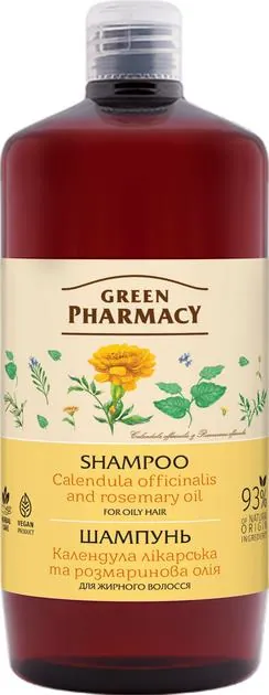 Шампунь Green Pharmacy Календула лікарська і розмаринова олія для жирного волосся, 1 л