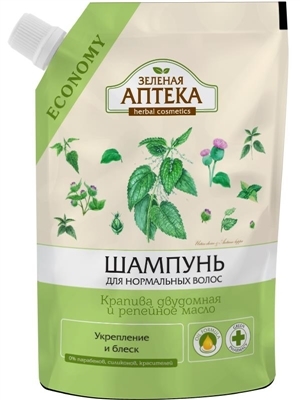 Шампунь Зеленая Аптека Крапива двудомная для нормальных волос, дой-пак, 200 мл