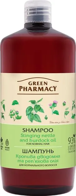 Шампунь Green Pharmacy Кропива дводомна і реп'яхова олія для нормального волосся, 1 л