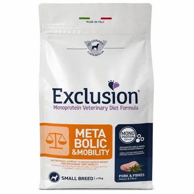 Корм сухий Exclusion Monoprotein Metabolic & Mobility для собак дрібних порід для контролю ваги та підтримки суглобів свинина та клітковина, 2 кг