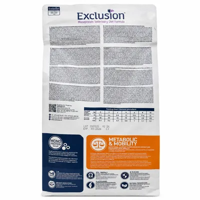 Корм сухий Exclusion Monoprotein Metabolic & Mobility для собак дрібних порід для контролю ваги та підтримки суглобів свинина та клітковина, 2 кг