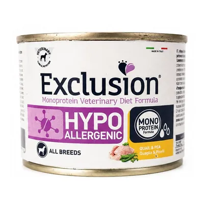 Корм вологий Exclusion Monoprotein Veterinary Diet Hypoallergenic для собак всіх порід при харчовій алергії перепел та горох, 200 г