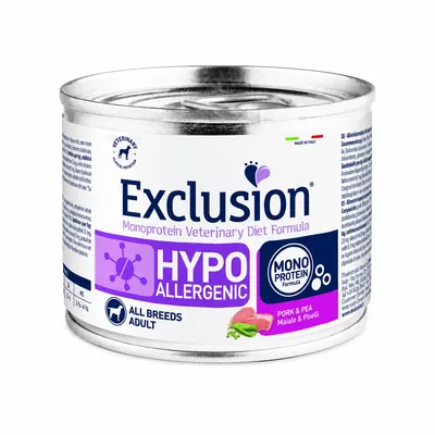 Корм вологий Exclusion Monoprotein Veterinary Diet Hypoallergenic для собак всіх порід при харчовій алергії свинина та горох, 200 г