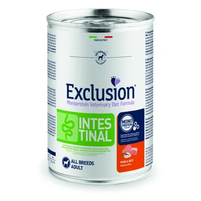 Корм вологий Exclusion Monoprotein Veterinary Diet Intestinal для собак всіх порід з порушенням травлення свинина та рис, 400 г