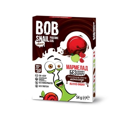 Мармелад Bob Snail Choсo Яблоко-вишня в бельгийском черном шоколаде, 54 г
