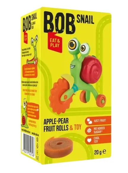 Набір Bob Snail Eat & Play Яблуко-груша натуральні цукерки 20 г + іграшка