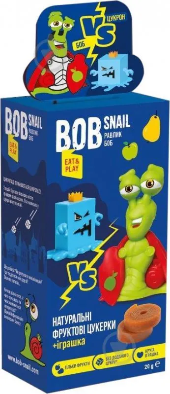 Набір Bob Snail Eat & Play Яблуко-груша натуральні цукерки 20 г + іграшка
