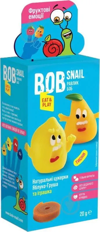 Набір Bob Snail Eat & Play Яблуко-груша натуральні цукерки 20 г + іграшка