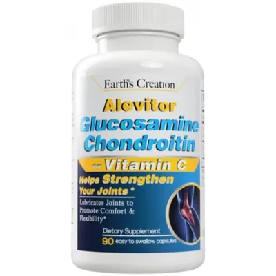 Алевітор Глюкозамін, Хондроїтин + віт.С Earth's Creation Alevitor Glucosamine, Chondroitin (1500/1200 мг) + Vit C, 90 гелевих капсул