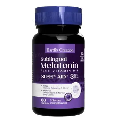 Мелатонін 3 мг + вітамін B6 Earth's Creation Melatonin 3 mg with B-6, 60 таблеток