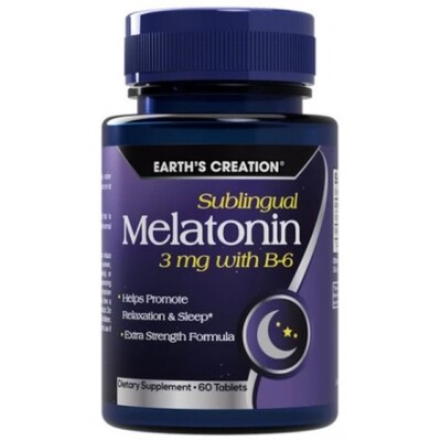 Мелатонин 3 мг + витамин B6 Earth's Creation Melatonin 3 mg with B-6, 60 таблеток