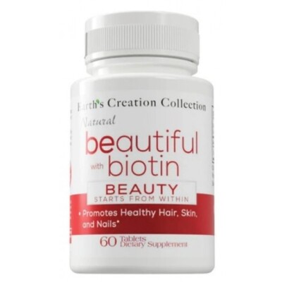 Биотин Earth's Creation Beautiful with Biotin 10 мг, 60 таблеток