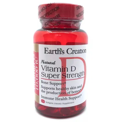 Вітамін D 10000МЕ Супер Сила Earth's Creation Vitamin D 10000 IU, 100 гелевих капсул