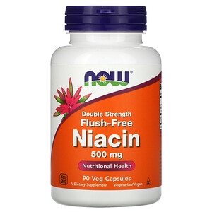 Диетическая добавка NOW Flush-Free Niacin 500 мг, 90 капсул