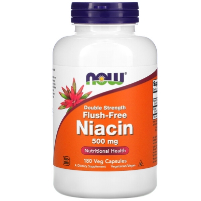 Диетическая добавка NOW Flush-Free Niacin 500 мг, 180 капсул