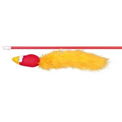 Игрушка для кошек Trixie 45289 палочка с птичкой и перьями, 50 см