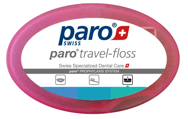 Зубна нитка Paro Swiss travel-floss класична вощена, з м'ятою і фторидом, 5 м