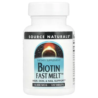 Біотин Source Naturals Biotin Fast Melt 10000 мкг, 120 таблеток