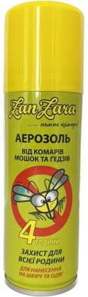 Аэрозоль-репеллент Zanzara от комаров, мошек и слепней, Защита 4 часа, 100 мл
