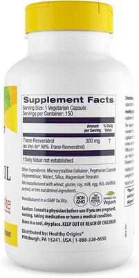 Ресвератрол Healthy Origins Resveratrol 300 мг, 150 капсул