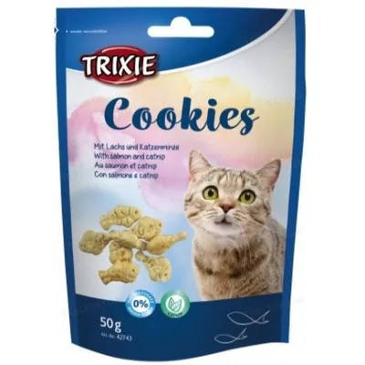 Печиво для кішок Trixie 42743 Cookies з лососем і котячою/м'ятою, 50 г