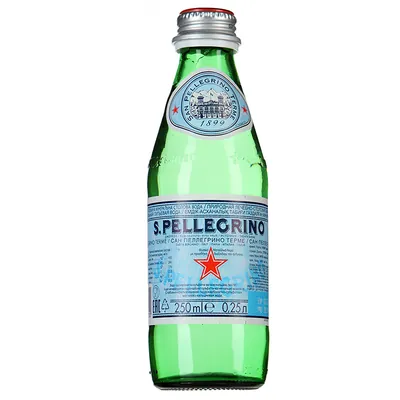 Вода мінеральна San Pellegrino газована, скляна пляшка, 0,25 л