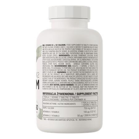 Витамины D3 + K2 + Кальций OstroVit Vitamin D3 + K2 + Calcium, 90 таблеток