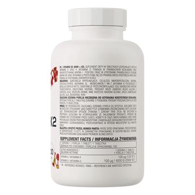 Витамины OstroVit Vitamin D3 4000 + K2, 100 таблеток