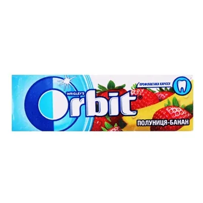 Жувальна гумка Orbit без цукру полуниця-банан, 14 г