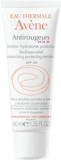 Емульсія для обличчя Avene Antirougeurs Jour SPF20 денна зволожуюча для нормальної та комбінованої шкіри схильної до куперозу, 40 мл