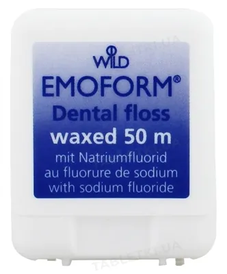 Зубна нитка Dr.Wild Emoform вощена, з фторидом, 50 м