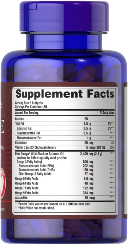 Омега 3,5,6,7,9 с витамином Д3 Puritan's Pride All In One Omega 3, 5, 6, 7 and 9 with Vitamin D3, 60 гелевых капсул