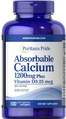 Кальций с витамином Д3 Puritan's Pride Absorbable Calcium 1200 мг Plus Vitamin D3 25 мкг, 100 гелевых капсул