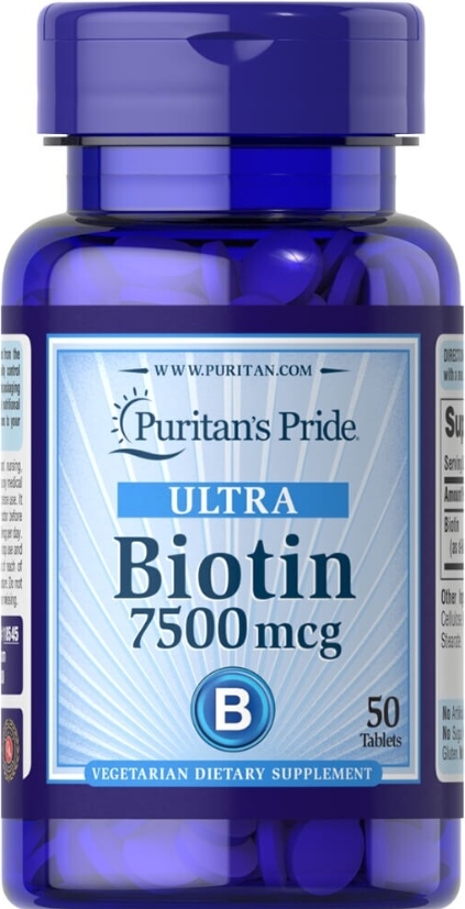 Биотин Ультра Puritan's Pride Biotin Ultra 7500 мкг, 100 таблеток