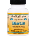 Біотин Healthy Origins Biotin 5000 мкг, 60 капсул