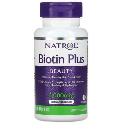 Биотин Natrol Biotin 5000 мкг, 60 таблеток