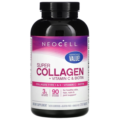 Супер Коллаген + витамин С и биотин NeoCell Super Collagen + Vitamin C&Biotin, 270 таблеток