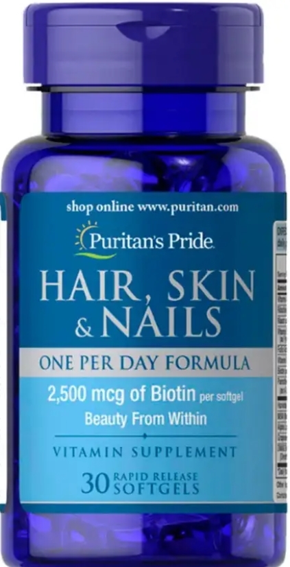 Комплекс для волос, кожи и ногтей Puritan's Pride Hair Skin and Nails One Per Day Formula, 30 капсул