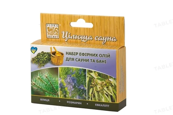 Набір ефірних олій Flora Secret для сауни, Цілюща сауна, 3 флакони х 10 мл