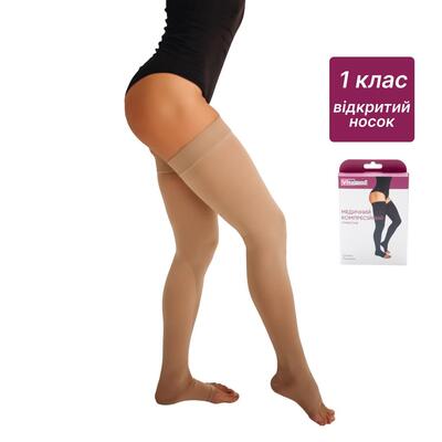 Чулки компрессионные Vitamed 9130 класс компрессии 1, короткая длина, открытый носок, цвет бежевый, размер 3