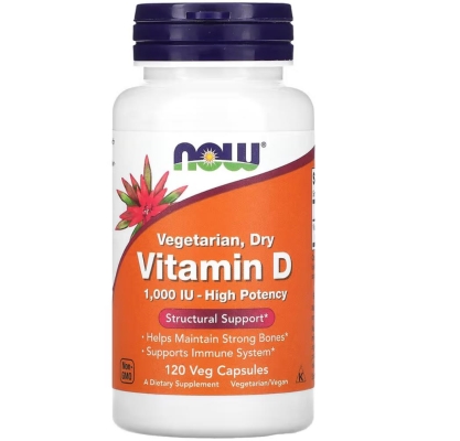 Вітамін D NOW Vegetarian Dry Vitamin D 1000 IU вегетаріанський, 120 капсул