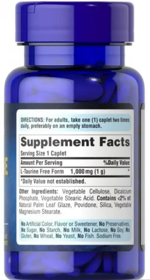 Аминокислота L-Таурин Puritan's Pride L-Taurine 1000 мг, 50 каплет